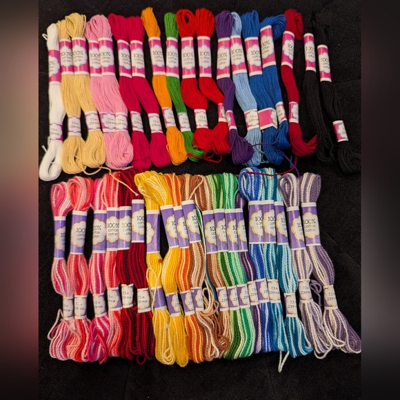 Colorful Embroidery Floss Thread Lot 38 Skiens Verigated & Solid Lot #1 - Picture 1 of 5